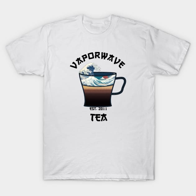 Vaporwave Aesthetic Great Wave Off Kanagawa Cafe Coffee Tea T-Shirt T-Shirt by mycko_design